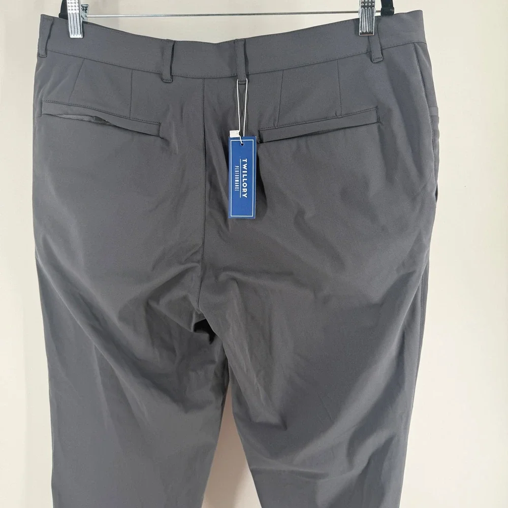 Twillory Performance Pants Mens 36x32 Tailored Fit Charcoal Grey Stretch Chino